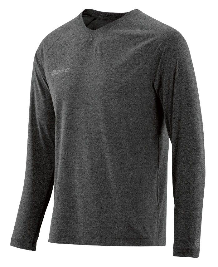 Triko SKINS PLUS Micron Mens Long Sleeve Tee - Black/Marle