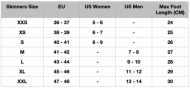 Velikostní tabulka Ponožkoboty SKINNERS 2.0