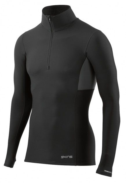 SKINS DNAmic Thermal Mens L S MckNeck w zip Black Charcoal panske zateplene kompresni triko SKINS
