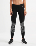 Dámské kompresní legíny 2XU Print Fitness Mid-Rise Colour Block Compression legíny dámské, Black, WA5389b