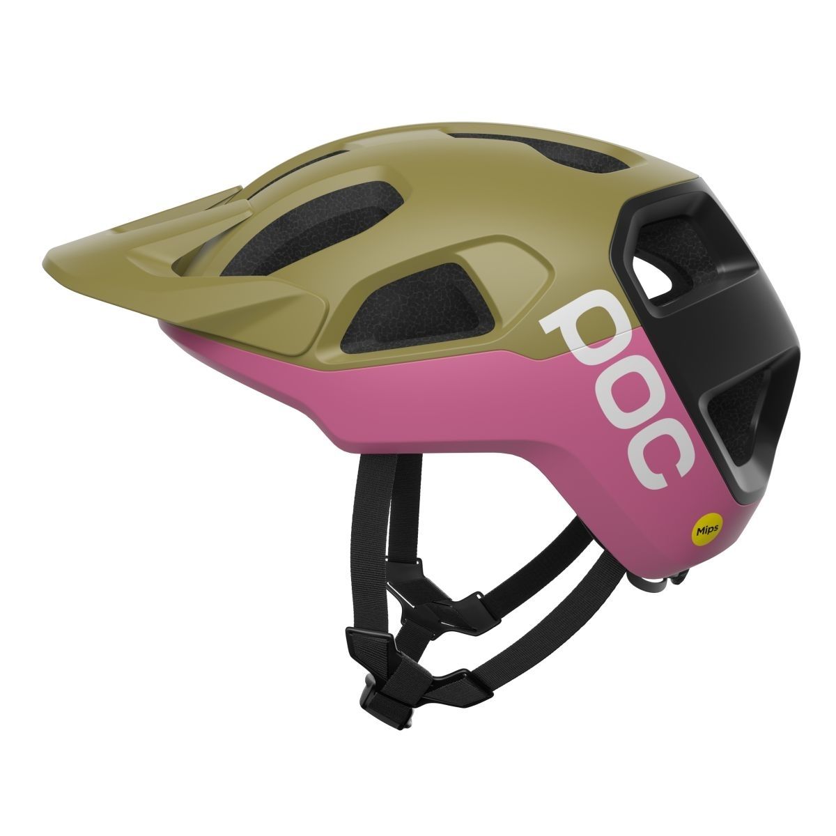 Cyklistická helma POC Cularis MIPS 2026, Olivine Green Matt Thulite Pink Matt w Logo, PC105918876