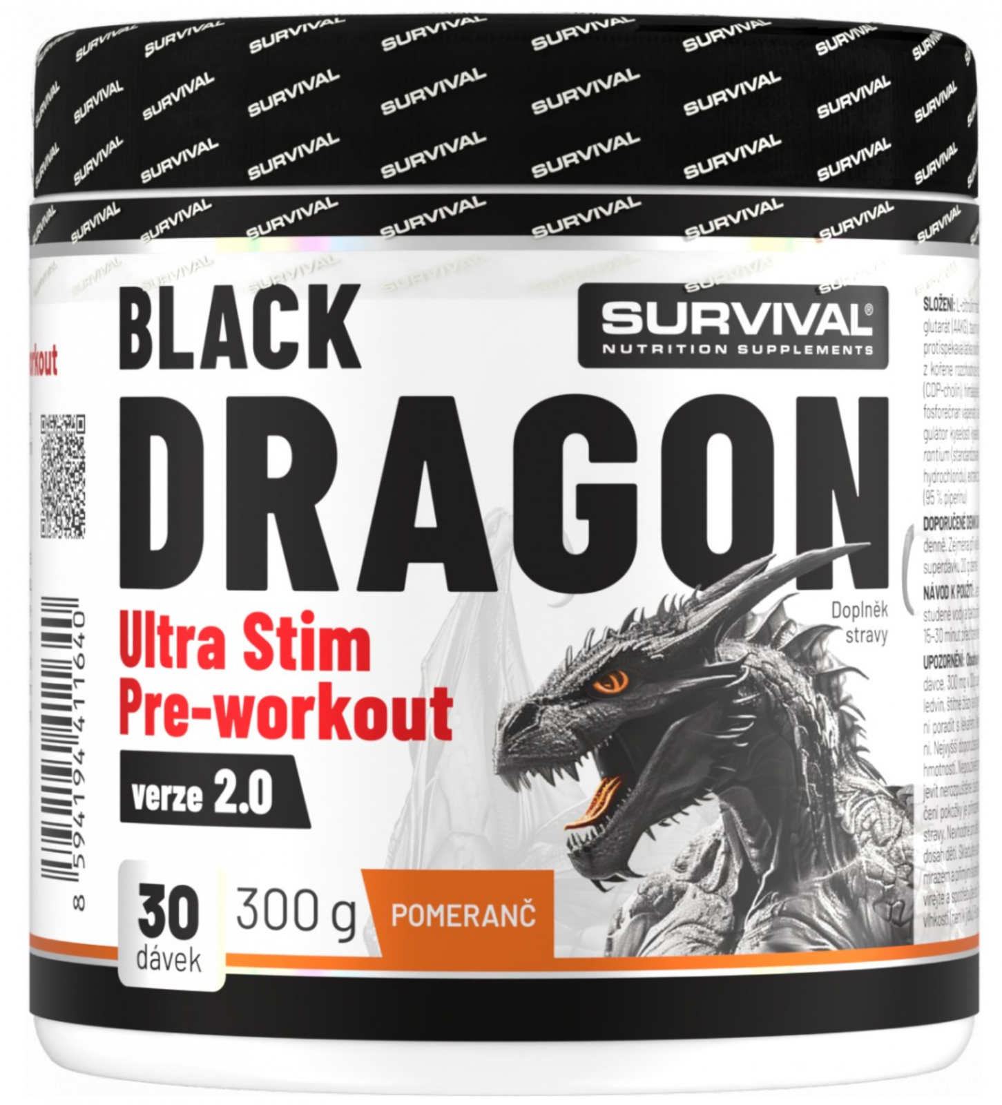 SURVIVAL, Black Dragon Ultra Stim Pre-workout, 300g