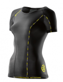 SKINS DNAmic Womens Short Sleeve Top - Black/Limoncello